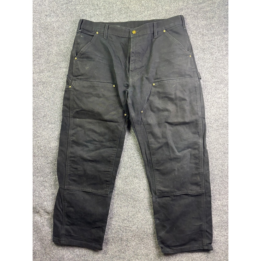 Carhartt B01 Double Front Work Pants Mens 38x30 Black Duck Canvas Dungaree